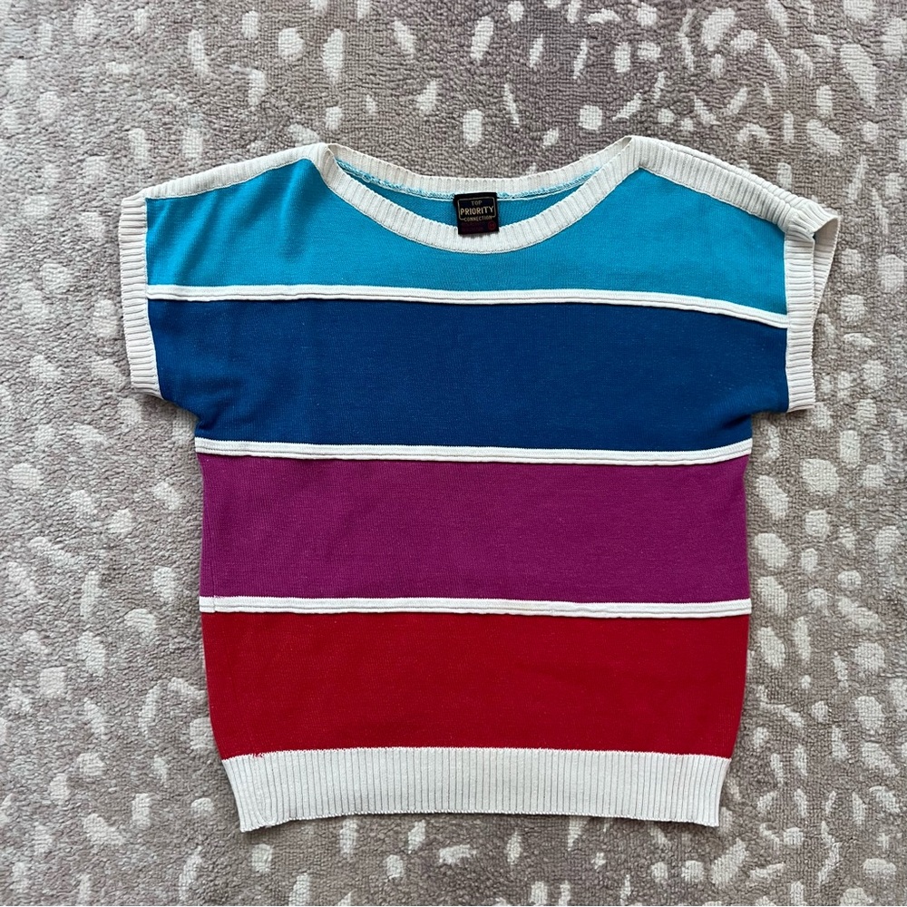 Vintage 1980’s “top priority” top cotton blend striped
Cotton blend